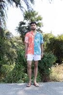 anushé pirani Recycled Cotton Men Tangerine/Tropical Teal Shirt