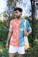 anushé pirani Recycled Cotton Men Tangerine/Tropical Teal Shirt