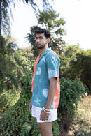 anushé pirani Recycled Cotton Men Tangerine/Tropical Teal Shirt