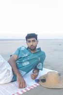 anushé pirani Recycled Cotton Men Tropical Teal Shirt