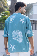 anushé pirani Recycled Cotton Men Tropical Teal Shirt