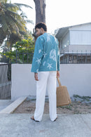 anushé pirani Recycled Cotton Men Tropical Teal Shirt