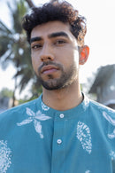 anushé pirani Recycled Cotton Men Tropical Teal Shirt