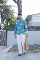 anushé pirani Recycled Cotton Men Tropical Teal Shirt