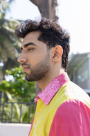 anushé pirani Recycled Cotton Men Fuschia/ Cyber Lime Shirt