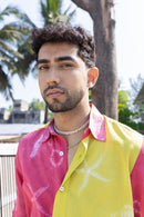 anushé pirani Recycled Cotton Men Fuschia/ Cyber Lime Shirt