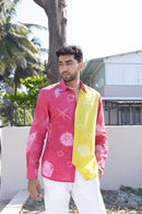 anushé pirani Recycled Cotton Men Fuschia/ Cyber Lime Shirt