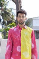 anushé pirani Recycled Cotton Men Fuschia/ Cyber Lime Shirt