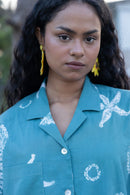 anushé pirani Recycled Cotton Women Tropical Teal Shirt