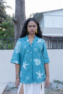 anushé pirani Recycled Cotton Women Tropical Teal Shirt