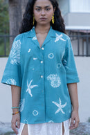 anushé pirani Recycled Cotton Women Tropical Teal Shirt