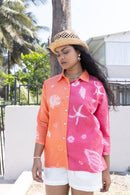anushé pirani Recycled Cotton Women Tangerine/Fuchsia Shirt
