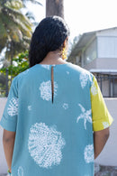 anushé pirani Recycled Cotton Women Tropical Teal/ Cyber Lime Shift