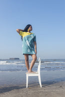 anushé pirani Recycled Cotton Women Tropical Teal/ Cyber Lime Shift