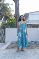 anushé pirani Recycled Cotton Women Tropical Teal Dress