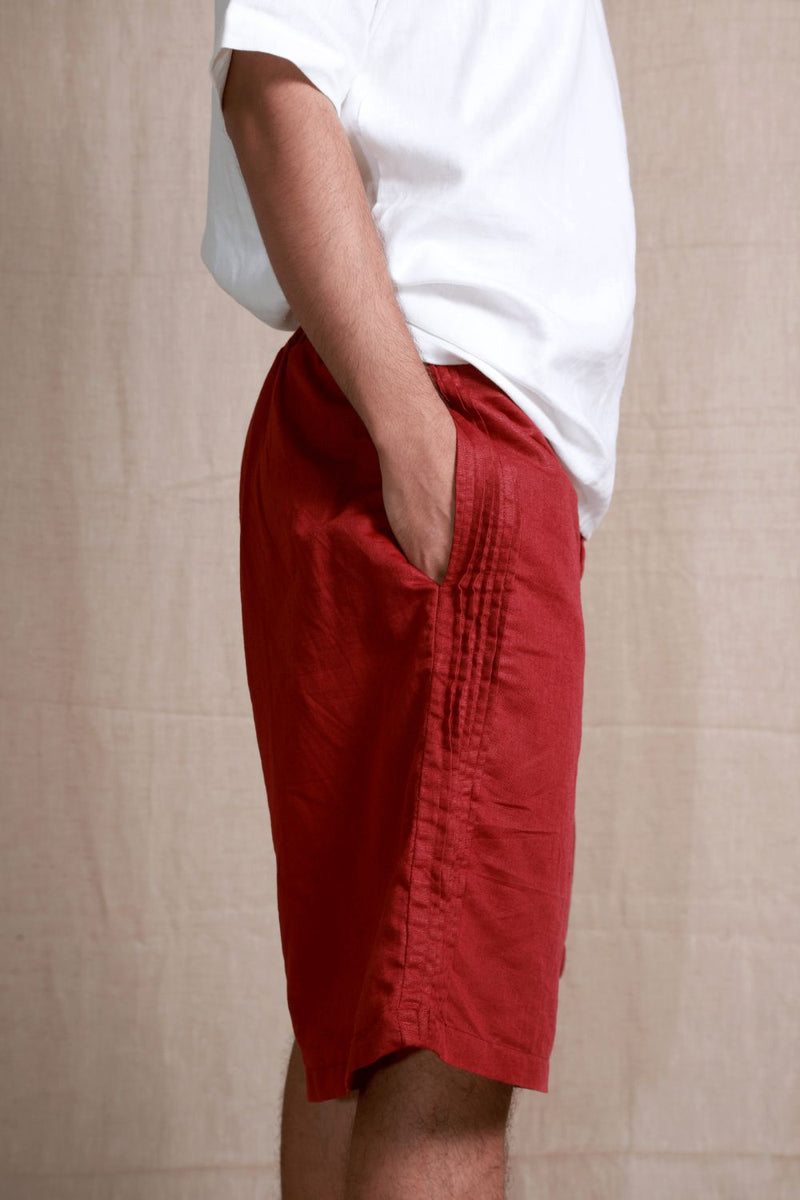 Asian In Me | Cotton-Linen Men's Maroon Shorts I Gump Pants