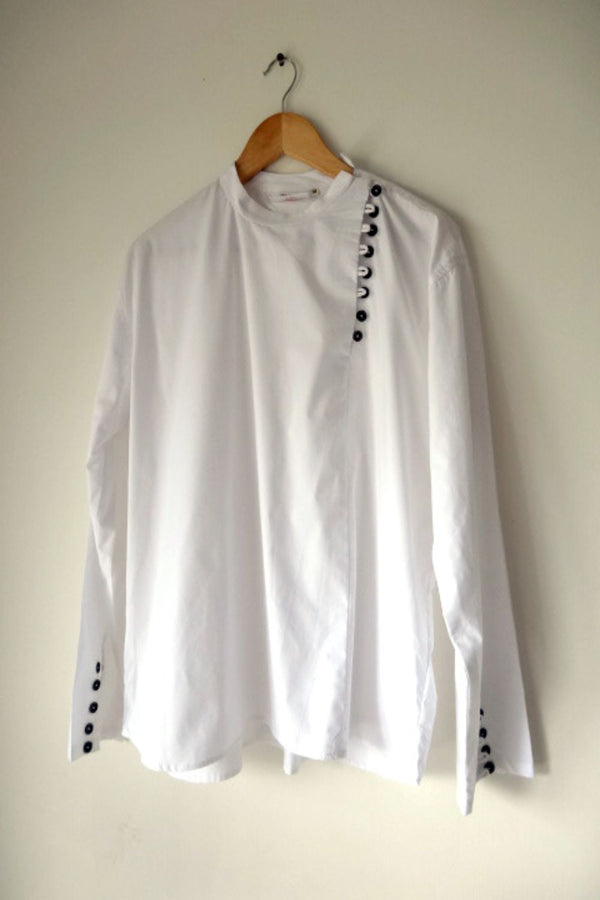 Asian In Me | Cotton Men's White Half-buttoned Tunic Shirt |AIM Singular Shirt