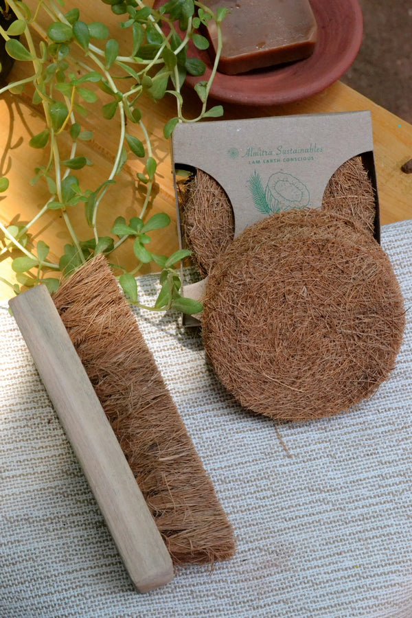 Almitra Sustainables Coconut Fiber- Coir Scrub & Laundry Brush