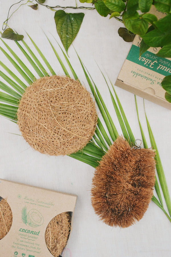 Almitra Sustainables Coconut Fiber- Coir Scrub & Vegetable Cleaner