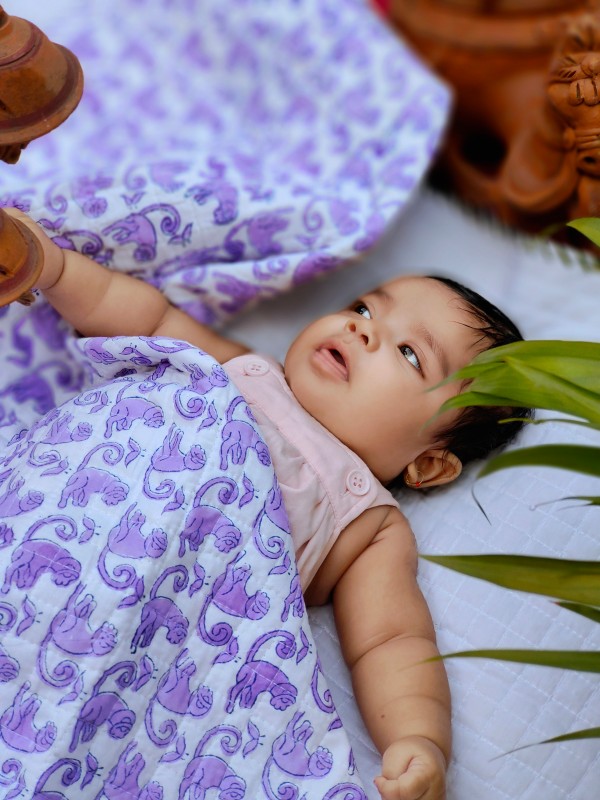 Almitra Sustainables The Lazy Monkey – Hand Block Printed Muslin Blanket