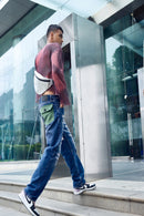 Un Denim - Distressed Mid Indigo Patchwork Men's Jeans