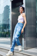 Un Denim - Distressed Mid Indigo Patchwork Women's Jeans