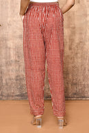 Expressions By UV Mira Red Bagru Hand Printed Cotton Pants