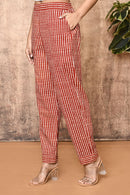 Expressions By UV Mira Red Bagru Hand Printed Cotton Pants