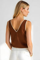 Studio Amala Mocha Kiss Brown Sleeveless Top