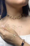 Foret Arizona Bold Gold Necklace In Navy Blue