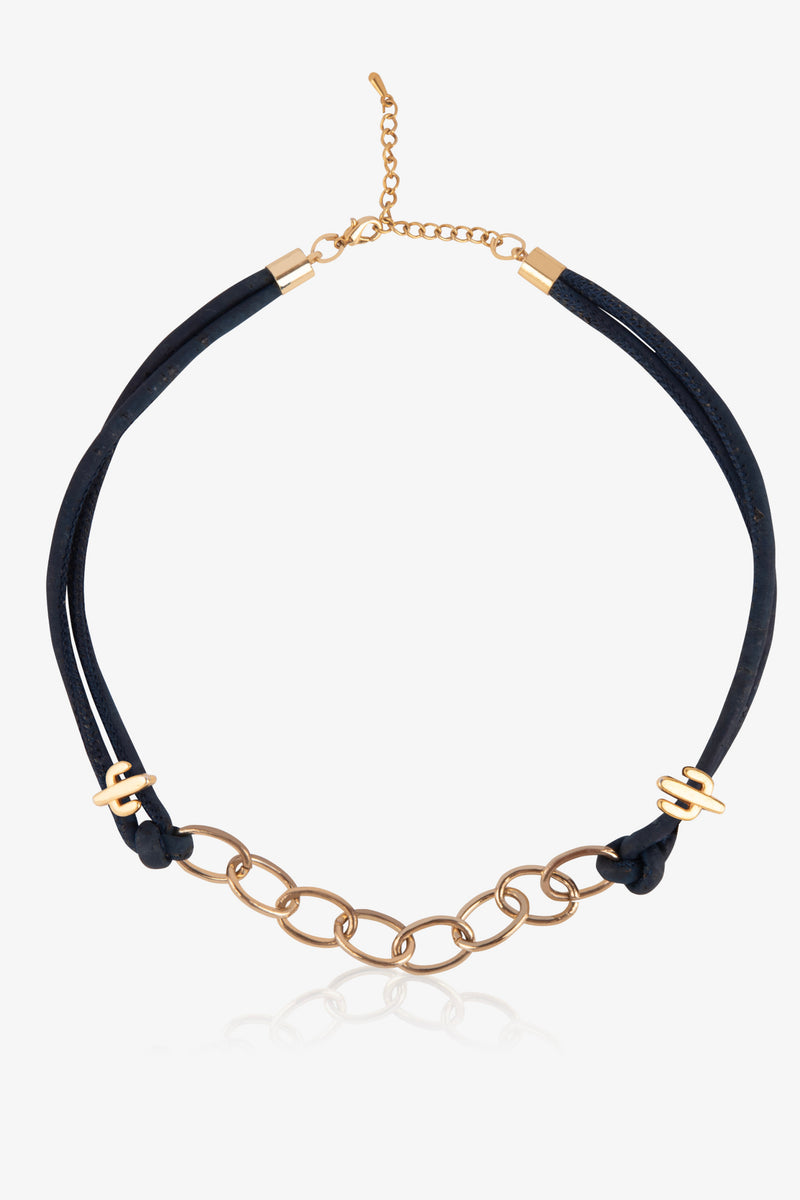Foret Arizona Bold Gold Necklace In Navy Blue