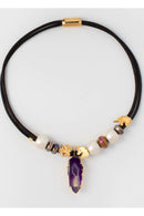 Foret Forest Ceramic Necklace With 18K Gold Unicorn And Paw Accents