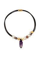 Foret Forest Ceramic Necklace With 18K Gold Unicorn And Paw Accents