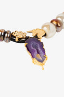 Foret Forest Ceramic Necklace With 18K Gold Unicorn And Paw Accents