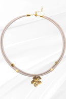 Foret Moon Flower In Gold And White Cork Necklace