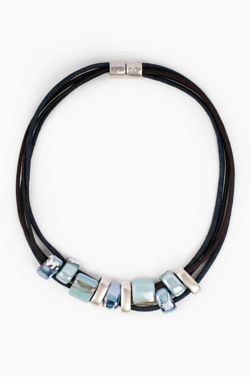 Foret Oceans Necklace In Cork And Ceramic Stones