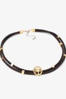 Foret Tree Of Life Cork Choker Necklace With Gold Charms