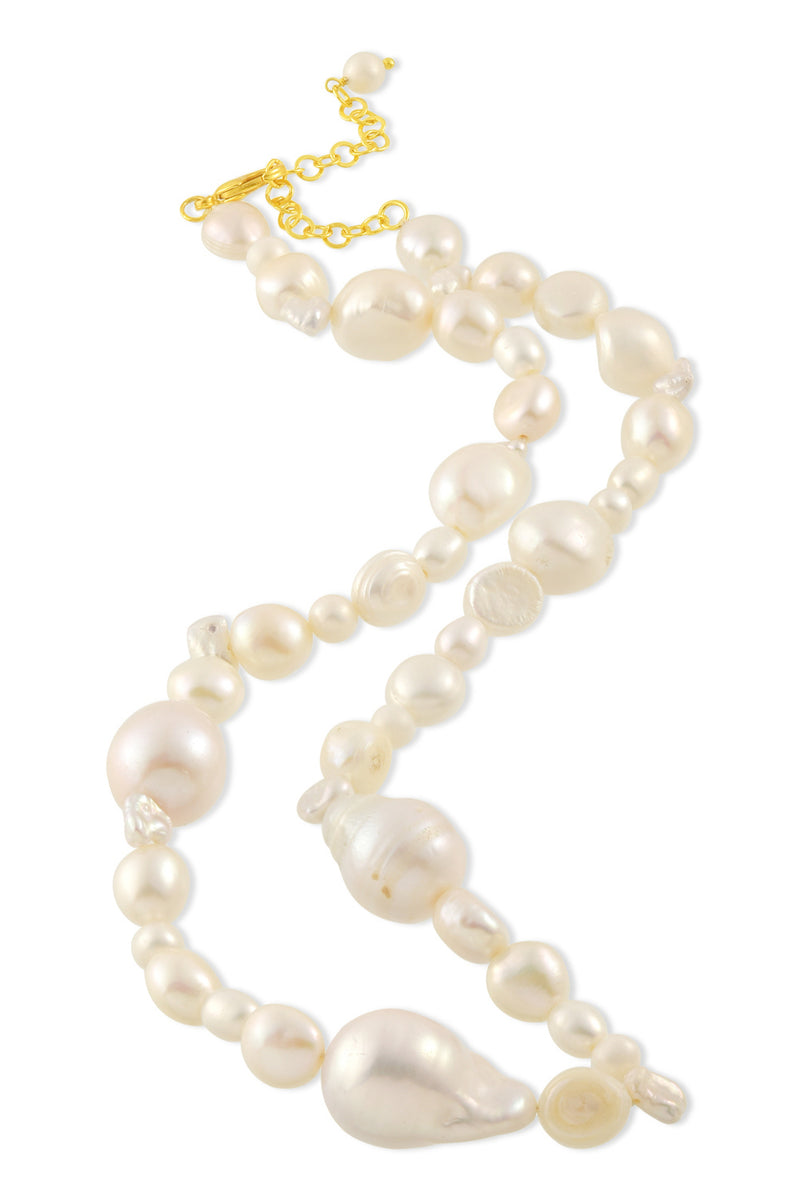 Arvino Uneven Pearl Necklace (Water Resistance Premium Plating)