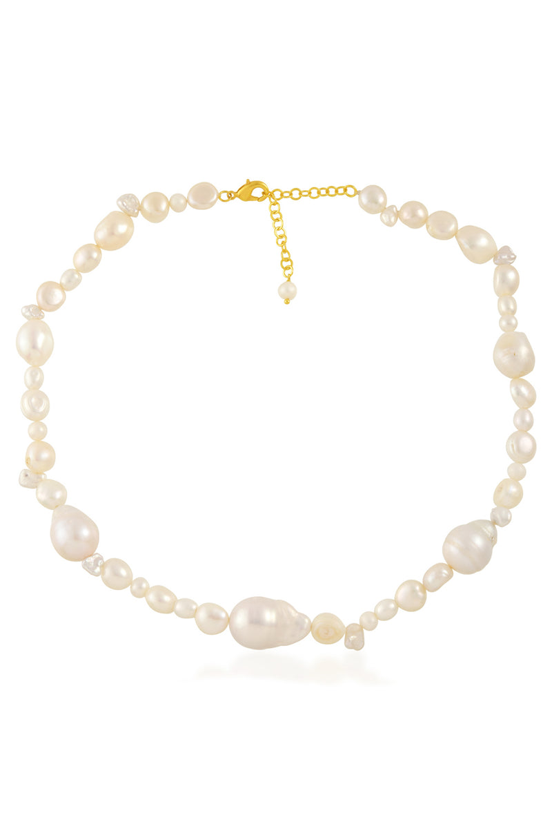 Arvino Uneven Pearl Necklace (Water Resistance Premium Plating)