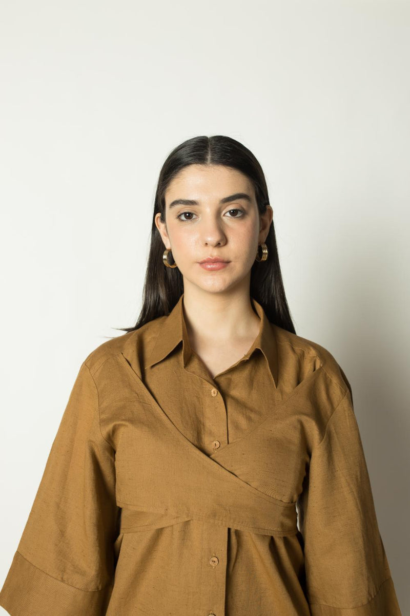 Anushé Pirani Hemp Cotton Women's Tan Shirt