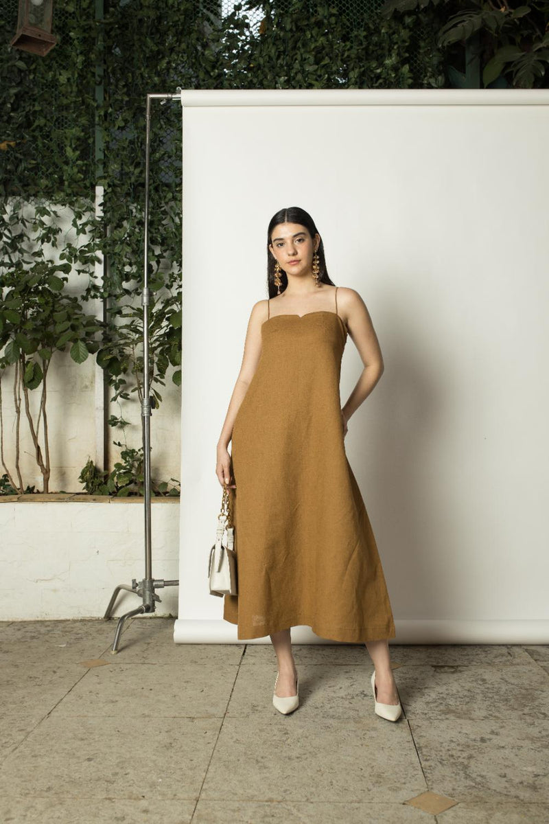 Anushé Pirani Hemp Cotton Women's Tan Dress