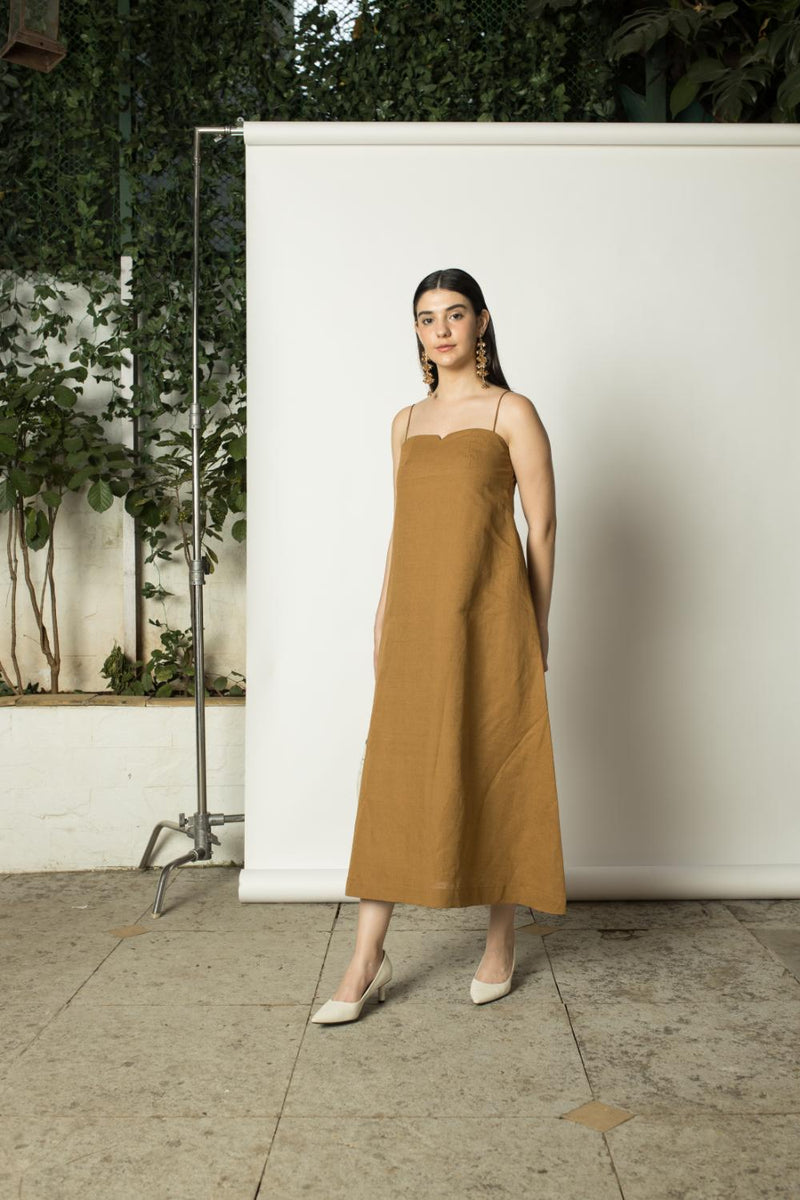 Anushé Pirani Hemp Cotton Women's Tan Dress