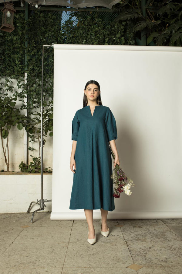 Anushé Pirani Hemp Cotton Women's Victorian Teal Dress