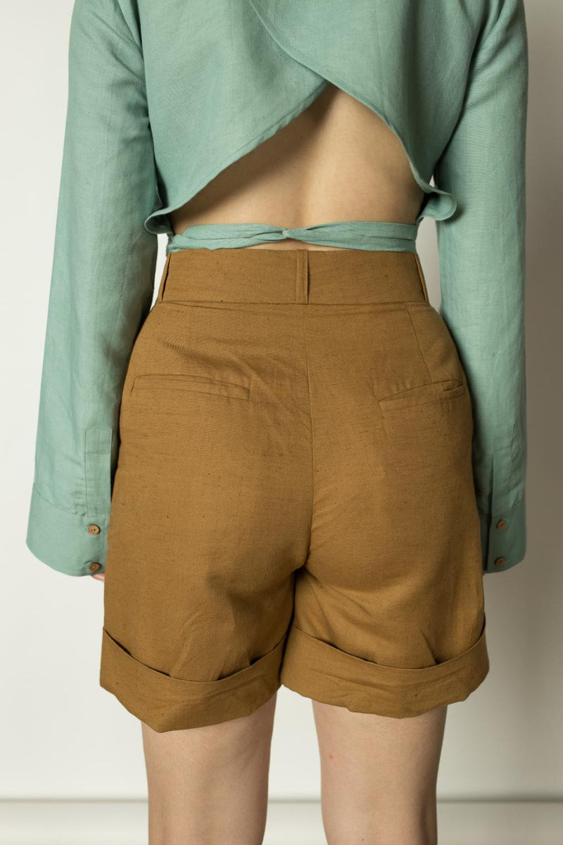 Anushé Pirani Hemp Cotton Women's Tan Shorts