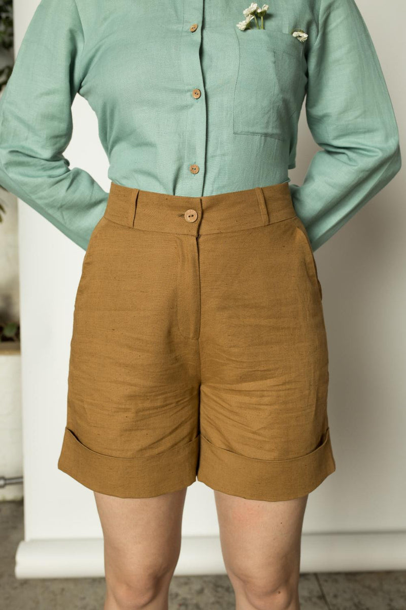 Anushé Pirani Hemp Cotton Women's Tan Shorts