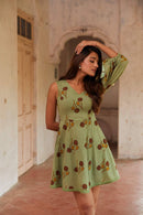 The Conscious Closet  Diagonal Lotus Pods Detachable Dress in Handloom Cotton