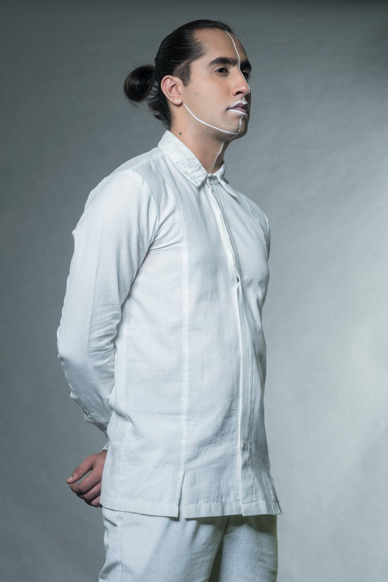 Anushé Pirani Handwoven Cotton Men's White Shirt