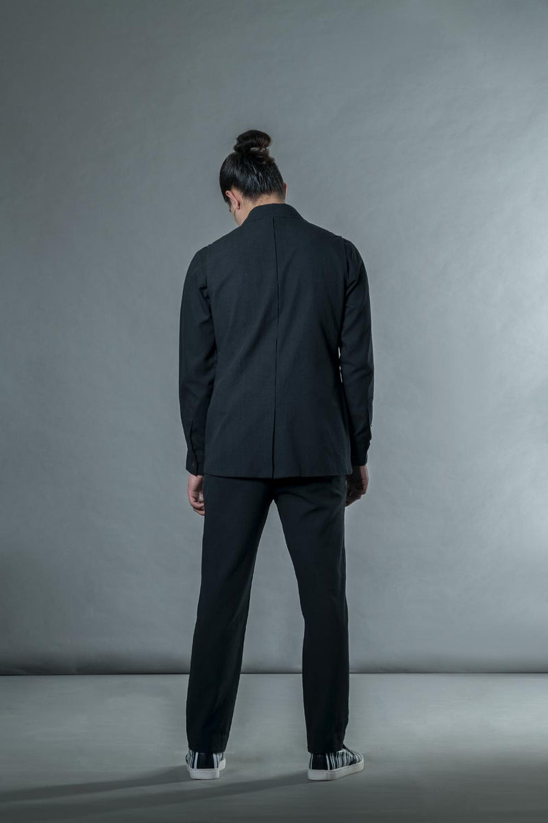 Anushé Pirani Handwoven Cotton Men's Black Pant