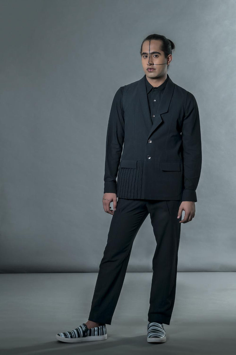 Anushé Pirani Handwoven Cotton Men's Black Pant