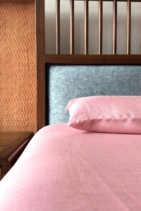 Bhinasaar - Pastel Pink Hemp Bedsheet Set